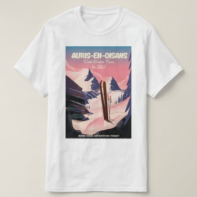T-shirt poster de ski AURIS-EN-OISANS France (Design devant)