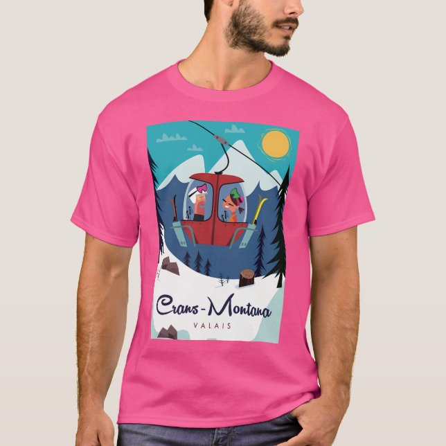 T-shirt Poster de ski Crans-Montana (Devant)