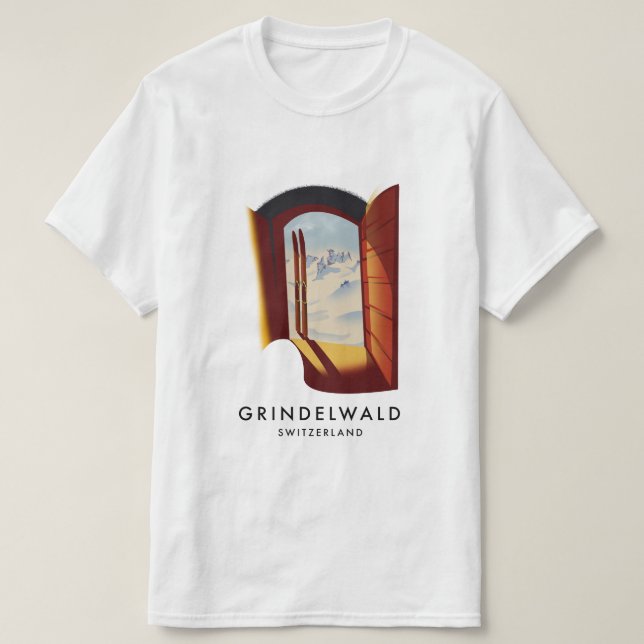 T-shirt poster de ski Grindelwald Suisse (Design devant)