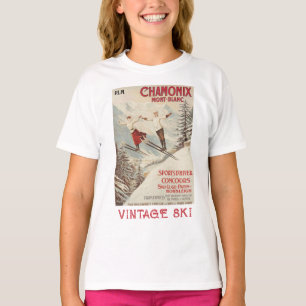 T-shirt Poster de ski Vintage de Chamonix Mont Blanc