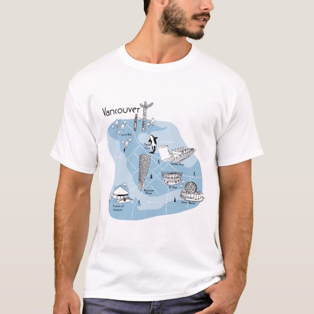 T-shirt Poster de Vancouver - Bleu (Devant)