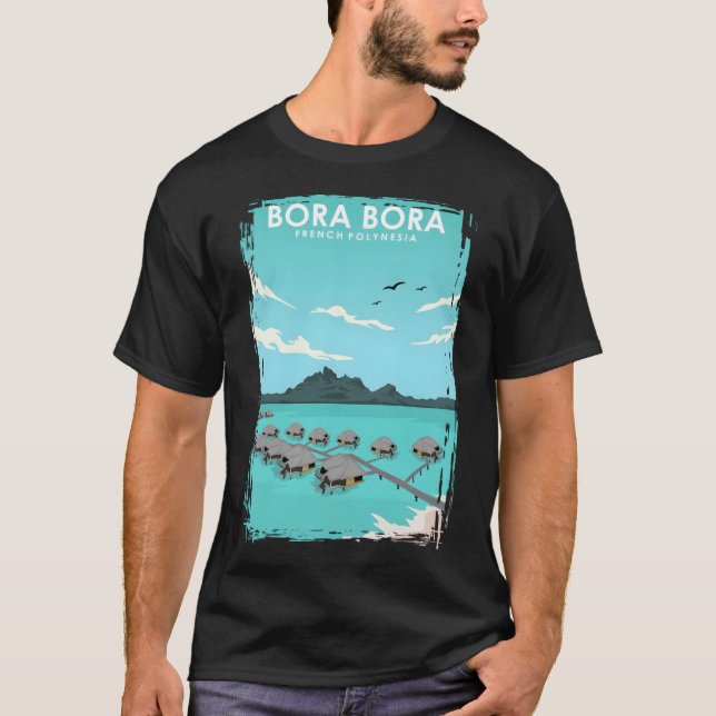 T-shirt Poster de voyage Bora Bora (Devant)