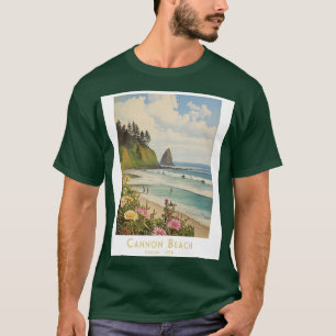 T-shirt Poster de voyage Cannon Beach Vintage Retro
