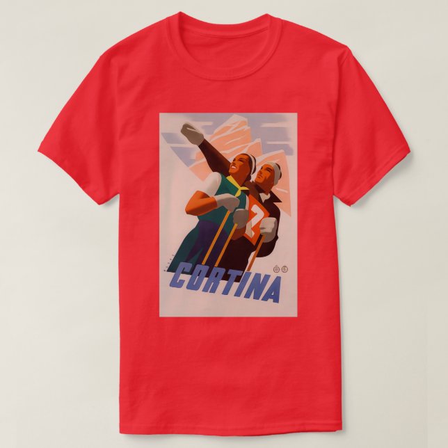 T-shirt poster de voyage de Cortina (Design devant)