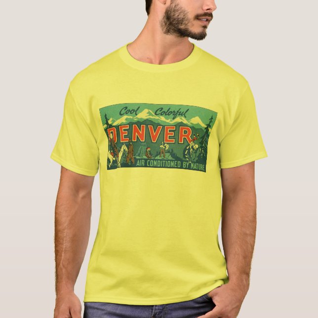 T-shirt Poster de voyage de Denver couleur cool (Devant)