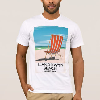 T-shirt poster de voyage de landdwin Beach Anglesey Pays d