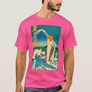 T-shirt Poster de voyage de nageur japonais vintage