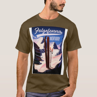 T-shirt Poster de voyage de ski de Folgefonna nordique