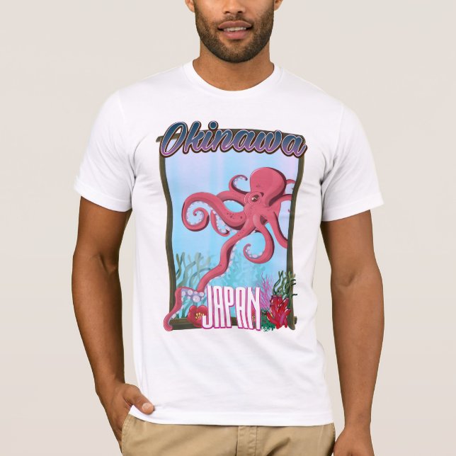 T-shirt Poster de voyage Okinawa Japan Squid (Devant)