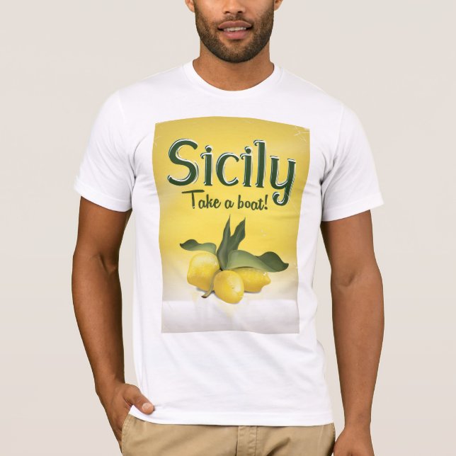 T-shirt poster de voyage vintage citron en Sicile (Devant)
