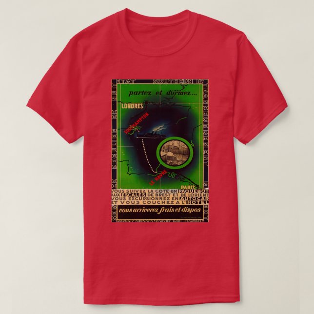 T-shirt poster de voyage vintage Londrez Paris (Design devant)