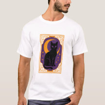 Poster d'Halloween pour chat noir mystique | Lune 