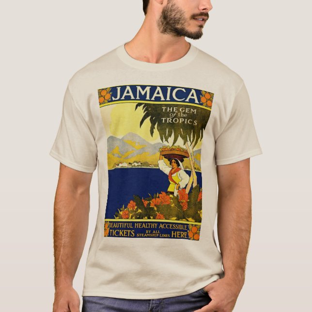 T-shirt Poster d'illustrations de voyage vintage Jamaïque (Devant)