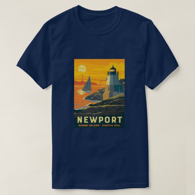 T-shirt Poster rétro Newport Rhode Island Castle Hill Newp (Design devant)