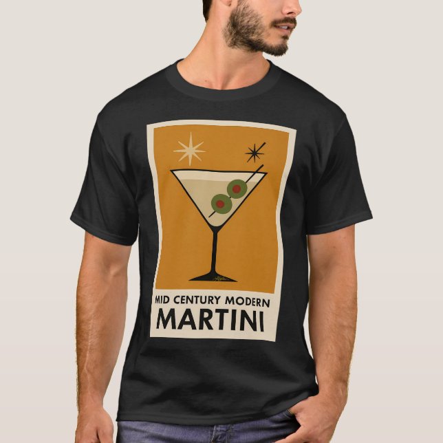 T-shirt Poster Style Mid Century Modern Martini (Devant)