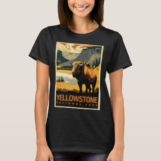T-shirt Poster vintage de bison du parc national Yellowsto