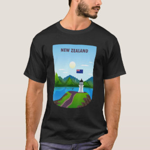T-shirt Poster vintage Nouvelle-Zélande Paysage Nature Mou