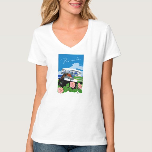 T-shirt Poster Vintage voyage des Bermudes restauré (Devant)
