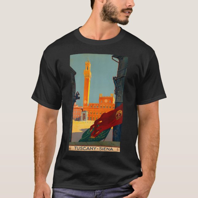 T-shirt Poster Vintage voyage Toscane Sienne (Devant)