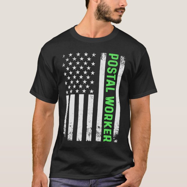 T-shirt Postman American Distressed Drapeau Mailman US Pos (Devant)
