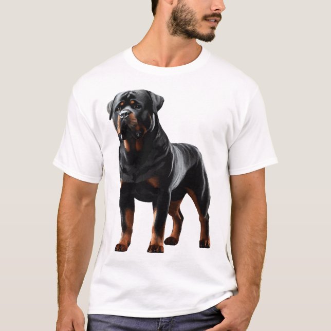 T-shirt Posture de Rottweiler puissant � Chien plein de ca (Devant)
