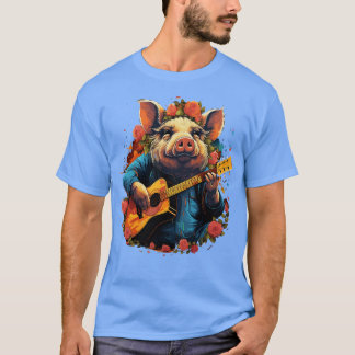 T-shirt Pot-Bellied Pig Jouer de la guitare