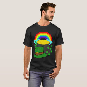 T-shirt Pot De Casquette Or Rainbow Clover Jour de la Sain