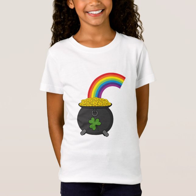 T-Shirt Pot de dessin en or arc-en-ciel (Devant)