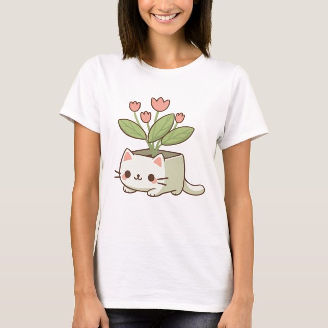 T-shirt Pot de fleurs pour chat (Devant)