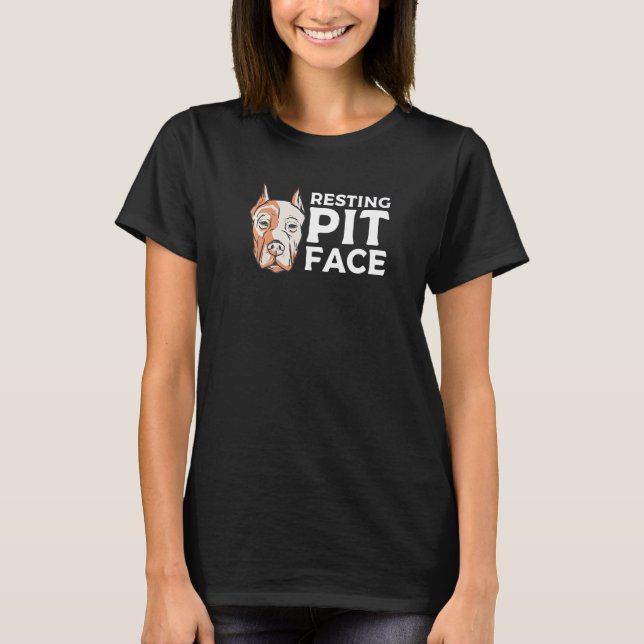 T-shirt Pot de repos Visage Pitbull Animal Chien (Devant)