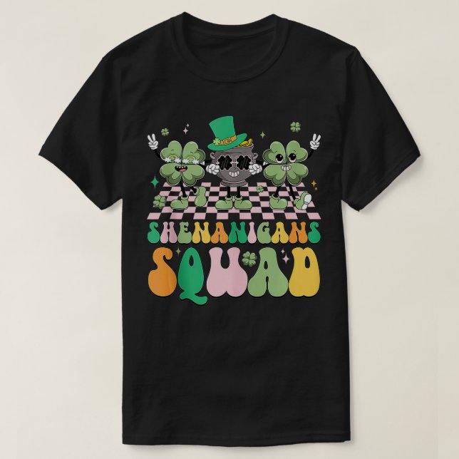 T-shirt Pot d'or Shamrock rétro Shenanigans Squad (Design devant)