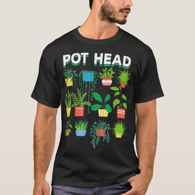 T-shirt Pot Head Variété De Plantes Dans Les Pots Pour Un  (Devant)