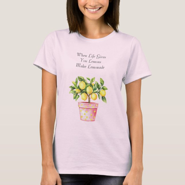 T-shirt Pot Rose Jaune Faire De La Limonade (Devant)