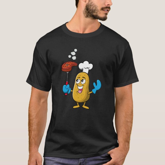 T-shirt Potatoe Barbecue Steak Summer Hobby Chef (Devant)