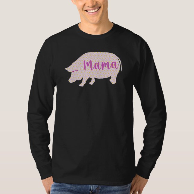 T-shirt Potbelly Pig Maman Mama Daisy Silhouette Mère D (Devant)