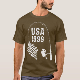 T-shirt Poteau de pêche drapeau américain 1999 Anniversair