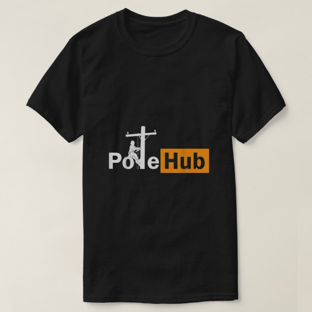 T-shirt Poteau Hub Lineman Line Worker Utility Poteau Funn (Design devant)