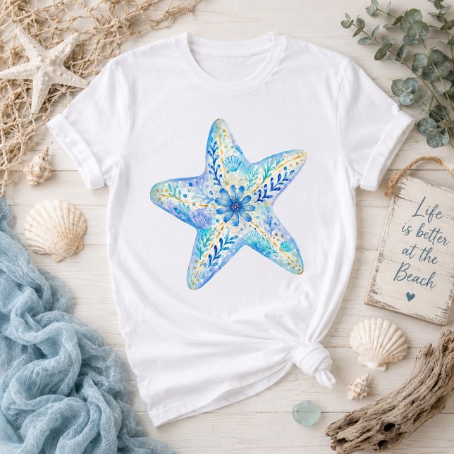 T-shirt Poterie à thème floral Art Étoile de mer (Créateur téléchargé)