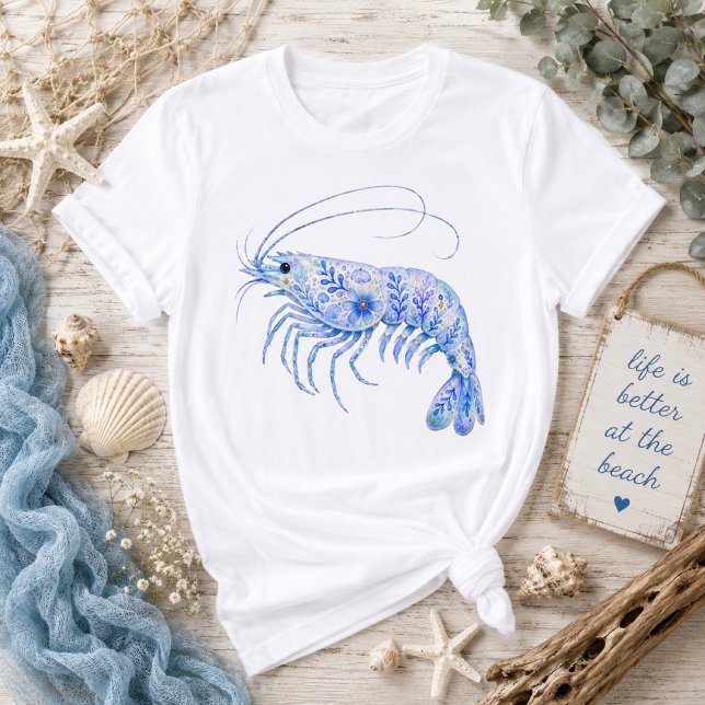 T-shirt Poterie d'art sur le thème floral Crevette (Créateur téléchargé)