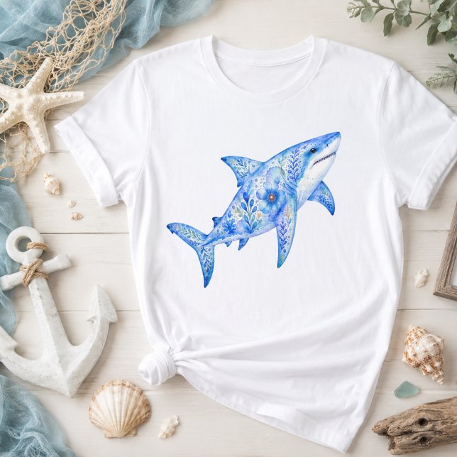 T-shirt Poterie d'art sur le thème floral requin (Créateur téléchargé)