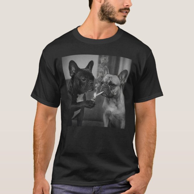 T-shirt Potes Frenchie en train de fumer des cigarettes (Devant)