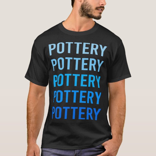 T-shirt Potier de poterie à texte bleu (Devant)