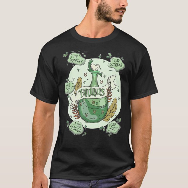 T-shirt Potion de Taurus avec ingrédients Astrologie Magiq (Devant)