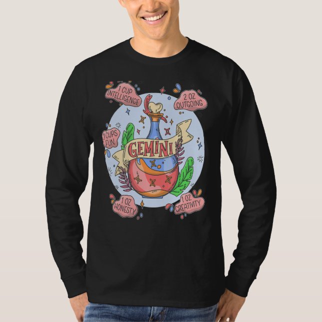 T-shirt Potion Gemini avec ingrédients Astrologie Magique (Devant)