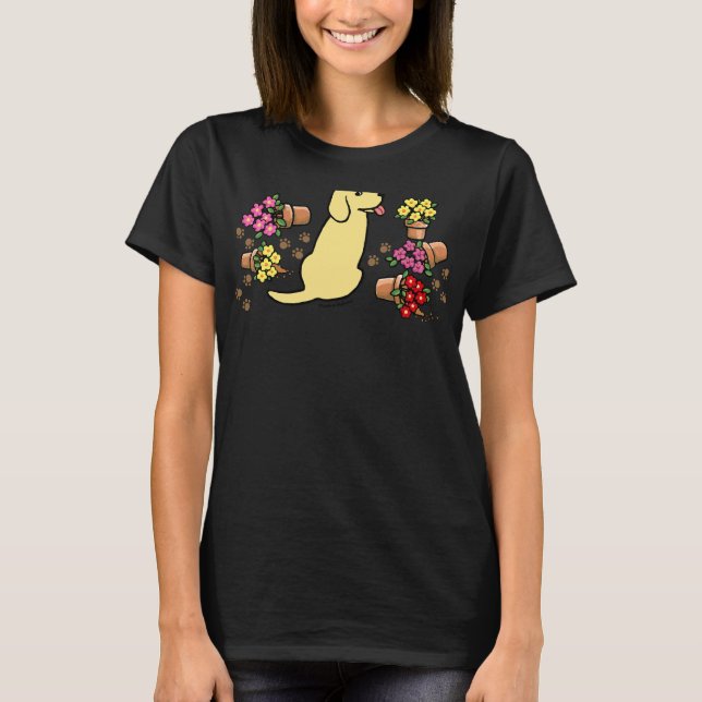 T-shirt Pots de fleurs jaunes du Labrador (Devant)