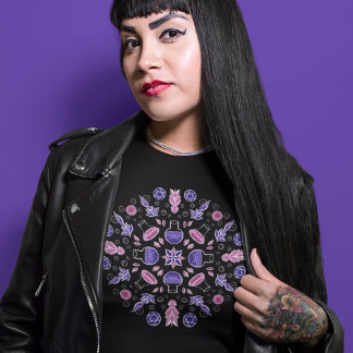 T-shirt Pots de sorcière Pastel Goth avec Pentagrammes vio