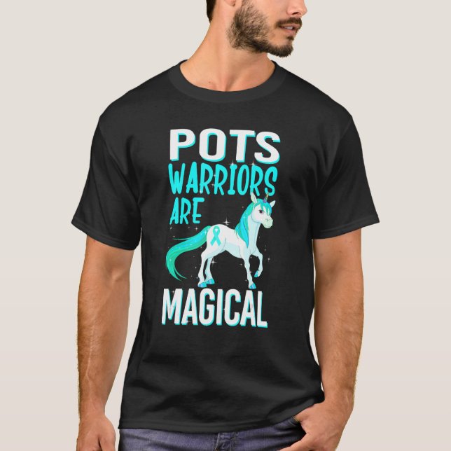 T-shirt POTS guerrier Magique Unicorne Turquoise Ribbon Dy (Devant)