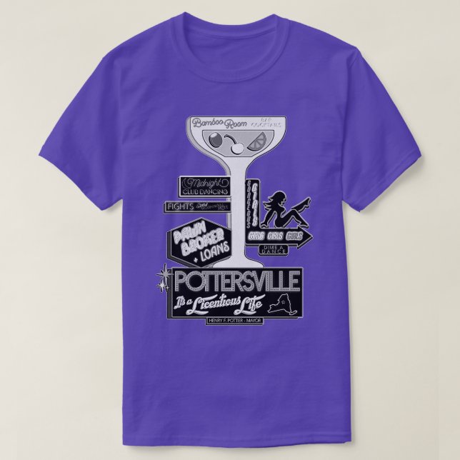 T-shirt Pottersville noir et blanc (Design devant)