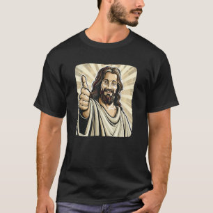T-shirt Pouce levé drôle avec costume de Jésus-Christ 