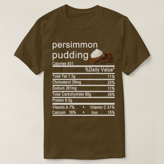 T-shirt pouding persimmon étiquette de la valeur nutritive (Design devant)
